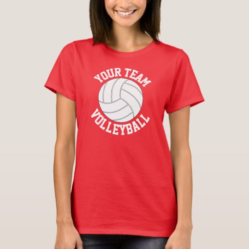 Red and White Volleyball Team Name Women's T-Shirt | Zazzle