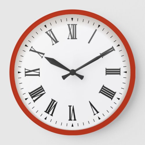 Red and white wall office roman numerals   large  large clock
