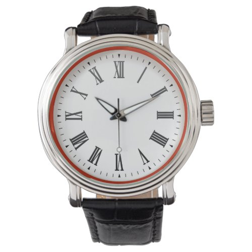 Red and white wall office roman numerals   watch