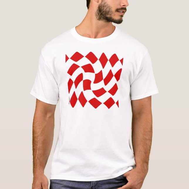 Red and White Warp Checkerboard T-Shirt (Front)
