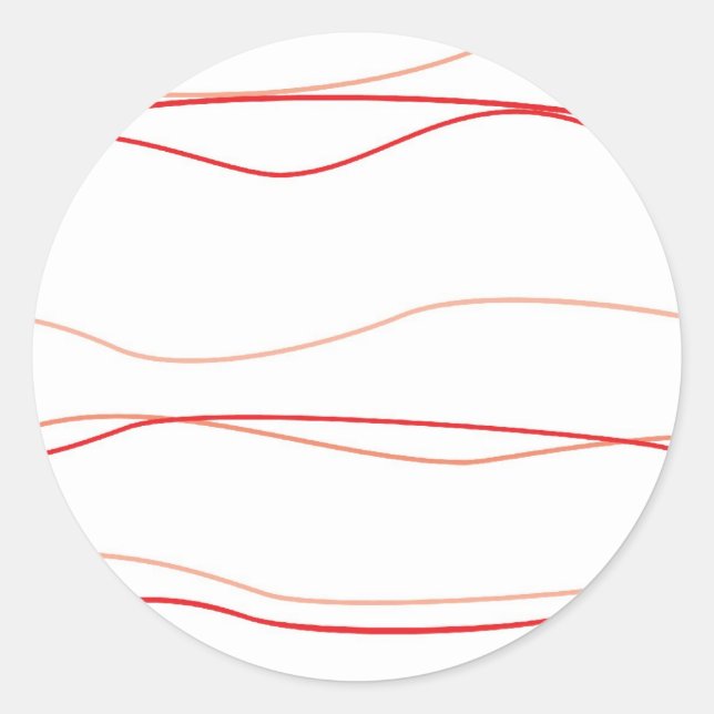 Red and White Waves Classic Round Sticker (Front)