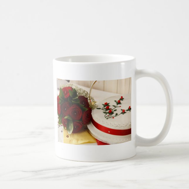 Red and White Wedding Cake Coffee Mug (Right)