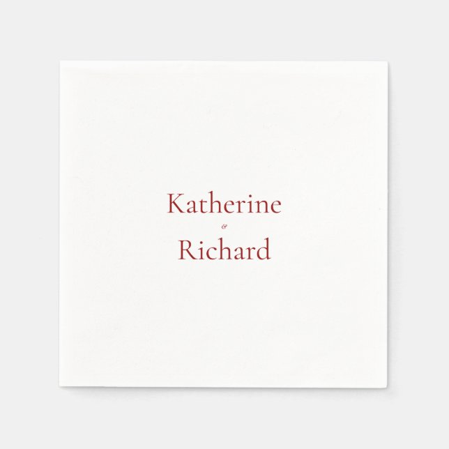 Red and White Wedding Cocktail Napkins (Front)