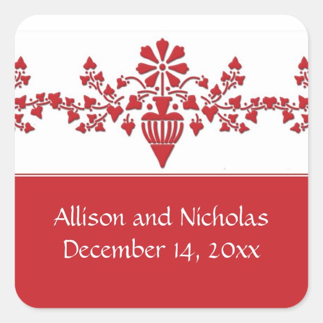 Red and White Wedding favor stickers (Front)