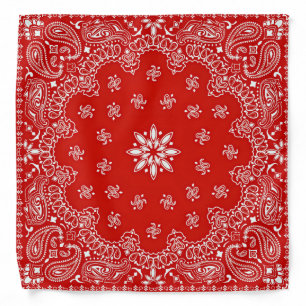 Red and white western design bandana