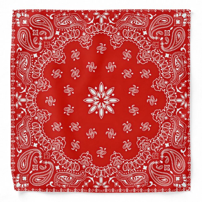 Red and white western design bandana (Front)