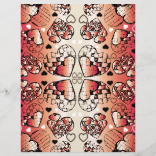 Red and white Whimsical Romantic Hearts pattern