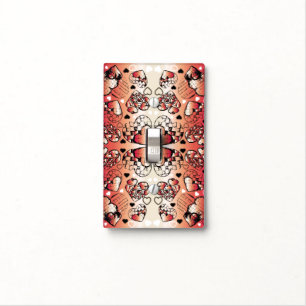Red and white Whimsical Romantic Hearts pattern Light Switch Cover