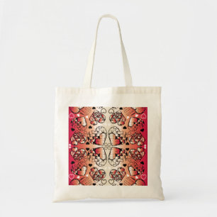 Red and white Whimsical Romantic Hearts pattern Tote Bag