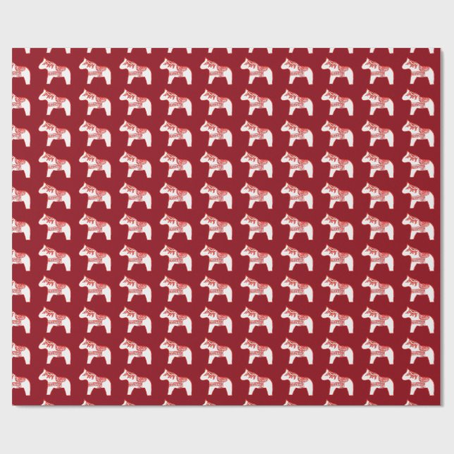 Red and White Willow Horse Wrapping Paper (Flat)