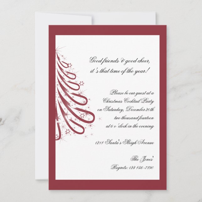 Red and White Winter Christmas Party Invitation (Front)
