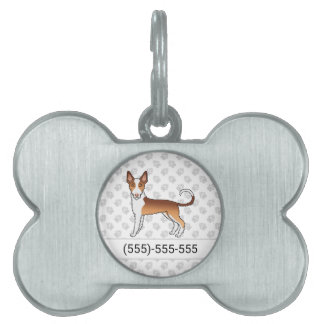 Red And White Wire Haired Ibizan Hound Cartoon Dog Pet ID Tag