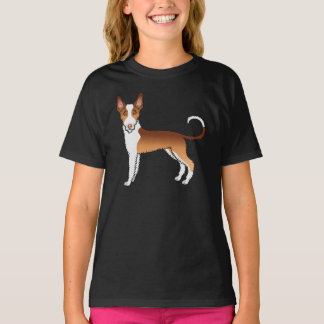 Red And White Wire Haired Ibizan Hound Cartoon Dog T-Shirt