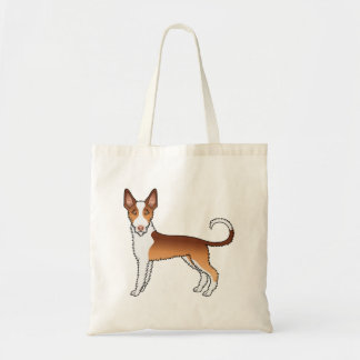 Red And White Wire Haired Ibizan Hound Cartoon Dog Tote Bag