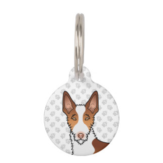 Red And White Wire Haired Ibizan Hound Dog Head Pet ID Tag