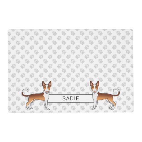 Red And White Wire Haired Ibizan Hound Dog  Name Placemat