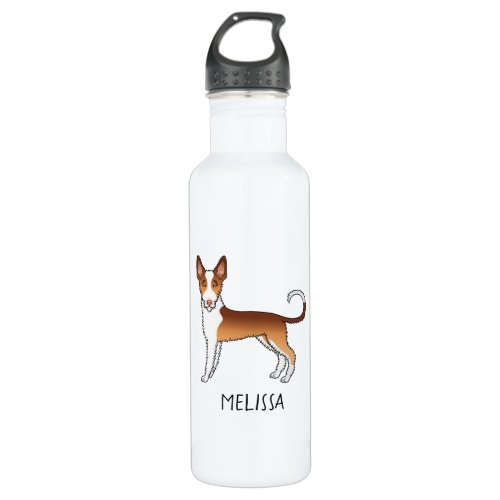 Red And White Wire Haired Ibizan Hound Dog  Name Stainless Steel Water Bottle