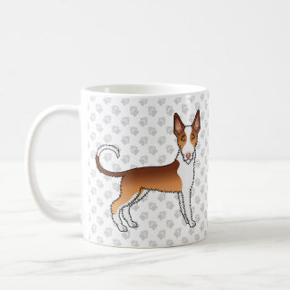Red And White Wire Haired Ibizan Hound Dog &amp; Paws Coffee Mug