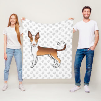 Red And White Wire Haired Ibizan Hound Dog &amp; Paws Fleece Blanket