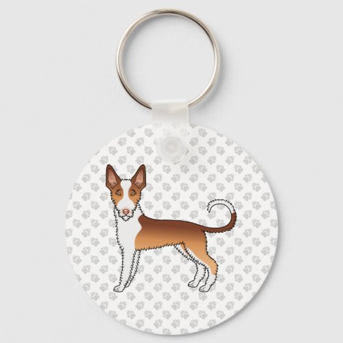 Red And White Wire Haired Ibizan Hound Dog  Paws Keychain