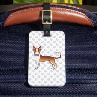 Red And White Wire Haired Ibizan Hound Dog &amp; Paws Luggage Tag