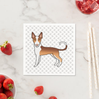 Red And White Wire Haired Ibizan Hound Dog &amp; Paws Napkins