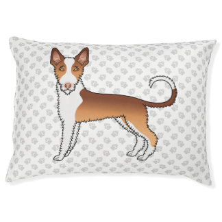 Red And White Wire Haired Ibizan Hound Dog &amp; Paws Pet Bed