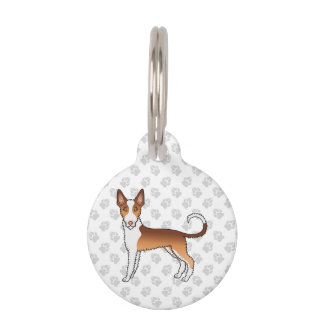 Red And White Wire Haired Ibizan Hound Dog &amp; Paws Pet ID Tag