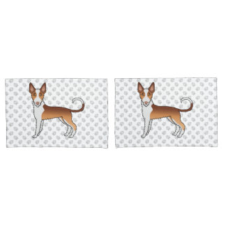 Red And White Wire Haired Ibizan Hound Dog &amp; Paws Pillow Case