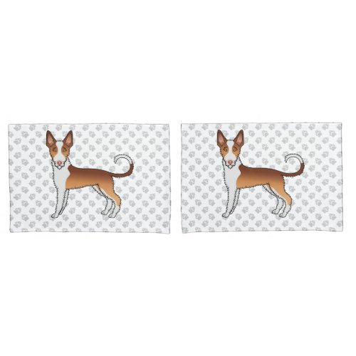 Red And White Wire Haired Ibizan Hound Dog  Paws Pillow Case