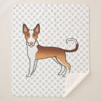 Red And White Wire Haired Ibizan Hound Dog &amp; Paws Sherpa Blanket