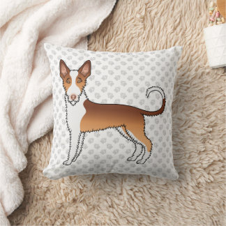 Red And White Wire Haired Ibizan Hound Dog &amp; Paws Throw Pillow