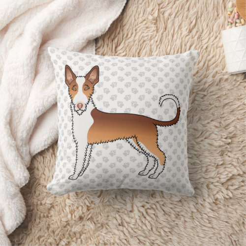 Red And White Wire Haired Ibizan Hound Dog  Paws Throw Pillow