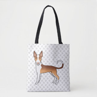 Red And White Wire Haired Ibizan Hound Dog &amp; Paws Tote Bag
