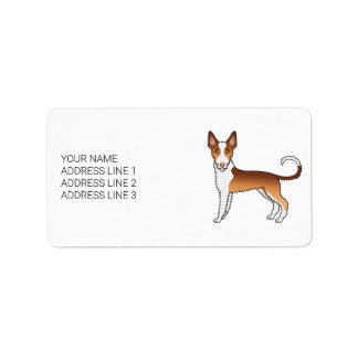 Red And White Wire Haired Ibizan Hound Dog &amp; Text Label
