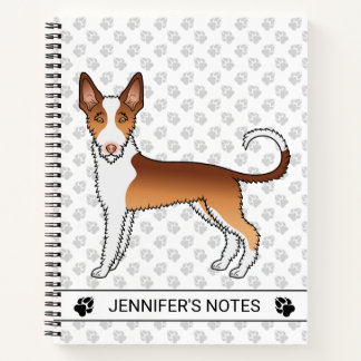Red And White Wire Haired Ibizan Hound Dog &amp; Text Notebook