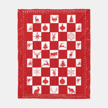 Red And White Woodland Fleece Blanket by ChristmasBellsRing at Zazzle