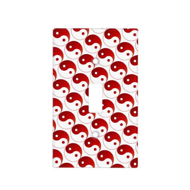 Red and White Yin and Yang Pattern Light Switch Cover (Front)