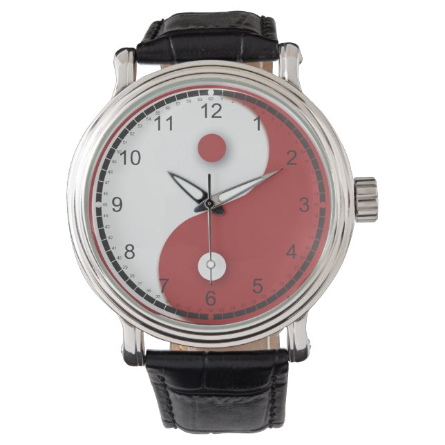 Red and White Yin and Yang Watch (Front)