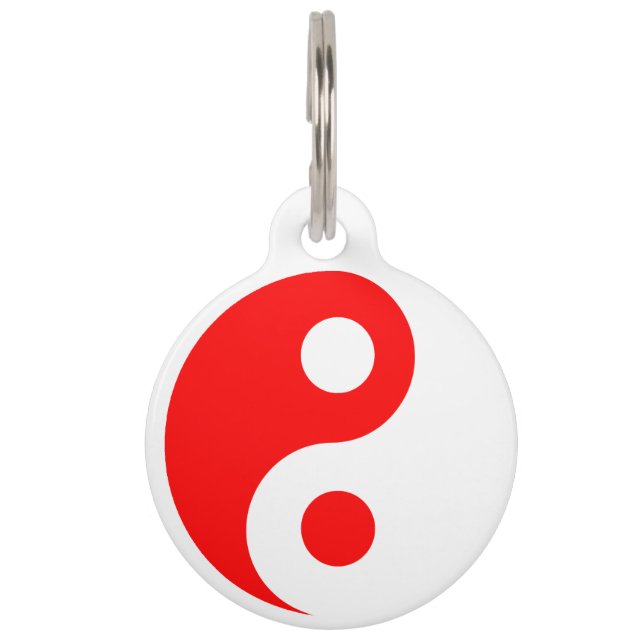 Red and White Yin Yang Pet Tag (Front)