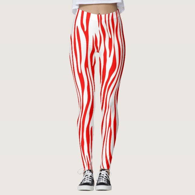 Red and White Zebra Leggings (Front)