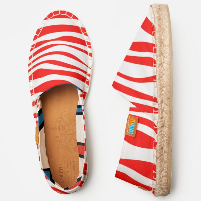 Red and White Zebra Print Espadrilles (Side)