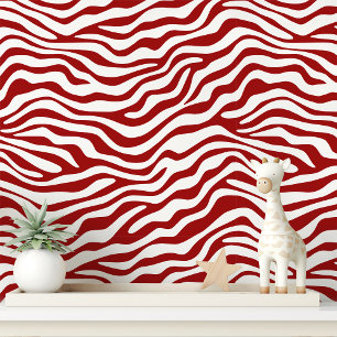 Red and White Zebra Stripe Wallpaper