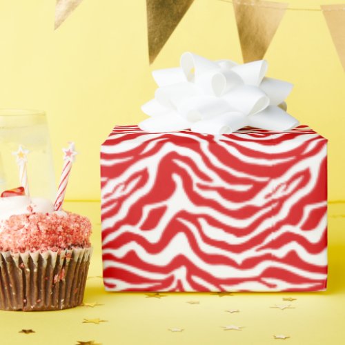 Red and white zebra wrapping paper