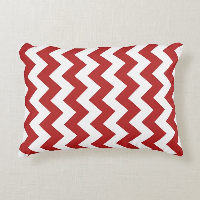 Red and White Zigzag Decorative Pillow (Front)
