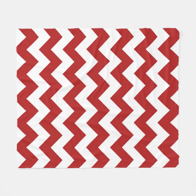 Red and White Zigzag Fleece Blanket (Front (Horizontal))
