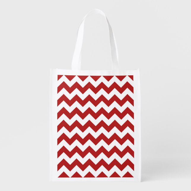 Red and White Zigzag Grocery Bag (Front)