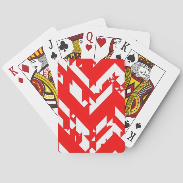 Red and white zigzag patterns poker cards (Back)