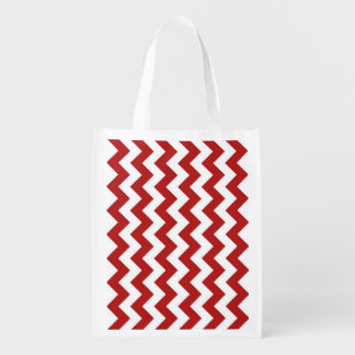 Red and White Zigzag Reusable Grocery Bag