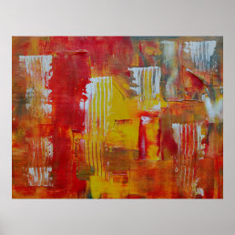 Red and yellow abstract painting poster